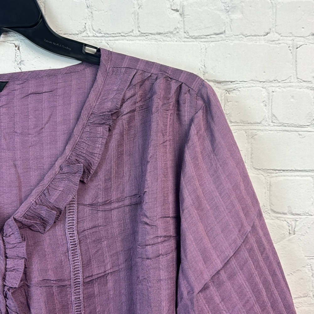 BloomChic Purple Ruffle V Neck Top Plus Size 3X - Picture 3 of 7